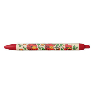 Hungarian Embroidery Pattern, "Matyó" Blue Ink Pen