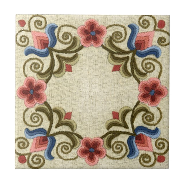 Hungarian Embroidery Square Tile (Front)