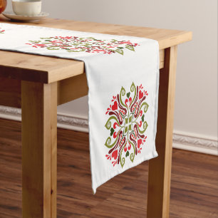 Hungarian Ethnic Folk Botanical Art Short Table Runner