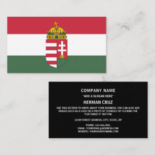 Hungarian Flag & Coat of Arms, Flag of Hungary Business Card