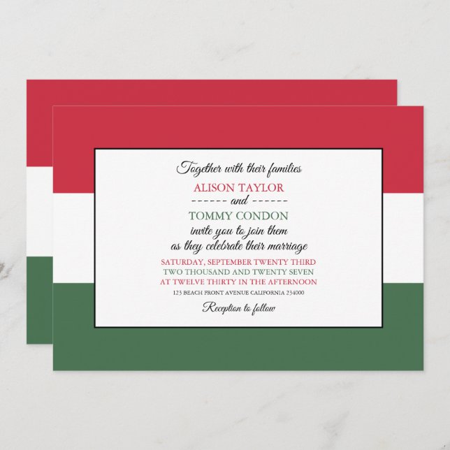 Hungarian Flag, Flag of Hungary Wedding Invitation (Front/Back)