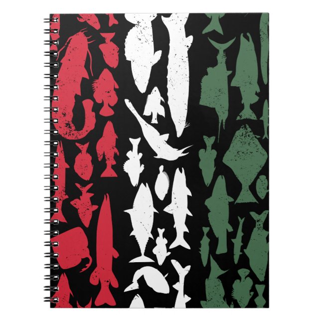 Hungarian Flag Made of Fish – Fishing Design Notebook (Front)