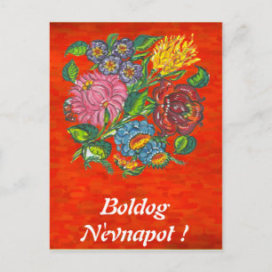 Hungarian floral in sunset  impression postcard