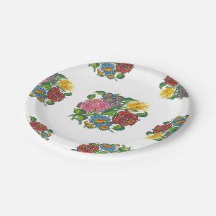 Hungarian Floral - kalocsai motifs Paper Plate