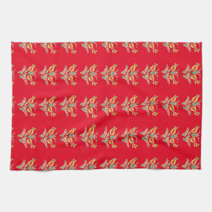 Hungarian floral pattern in vibrant colours kitchen towel