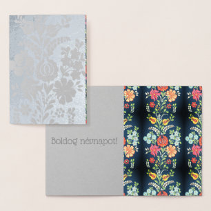 Hungarian flowers - silver foil card