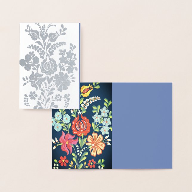 Hungarian flowers -silver foil card (Display)