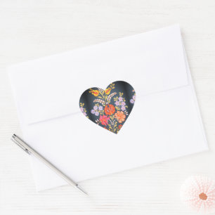 hungarian flowers -vibrant colors heart sticker
