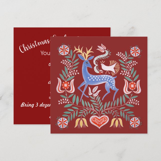 Hungarian Folk Art Cookie Exchange Invite (Front/Back)