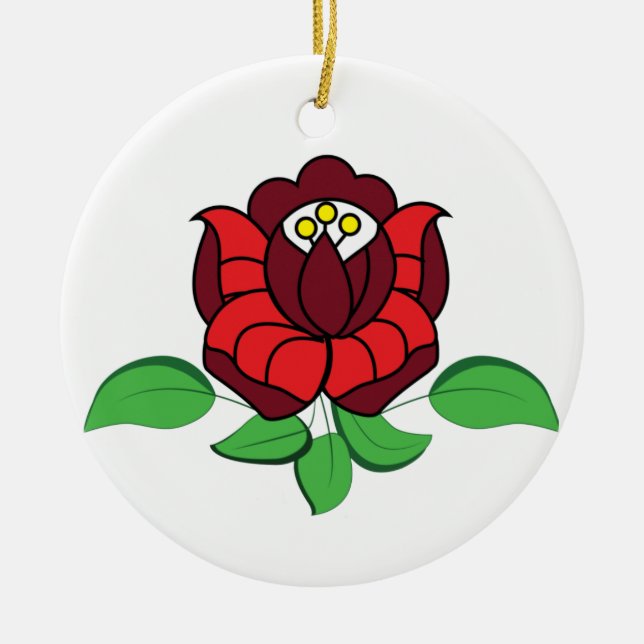 Hungarian folk art floral ceramic ornament (Front)