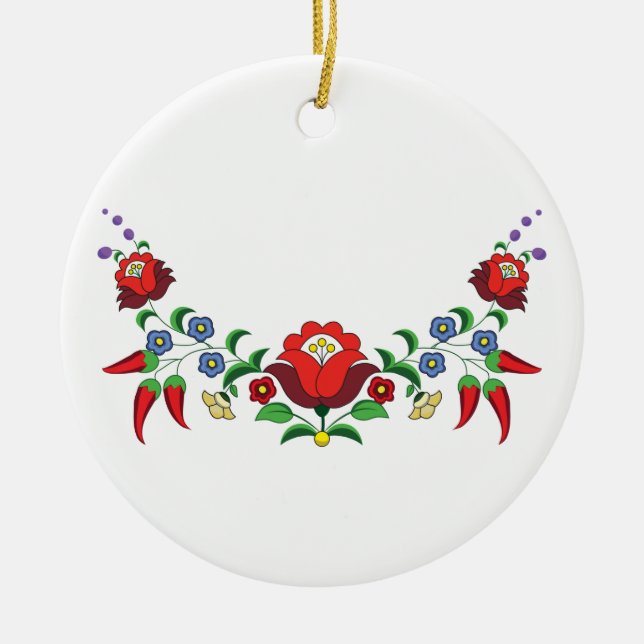 Hungarian folk art floral  ceramic ornament (Front)