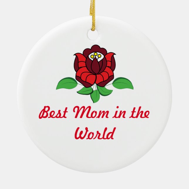 Hungarian folk art floral personalized ceramic ornament (Back)