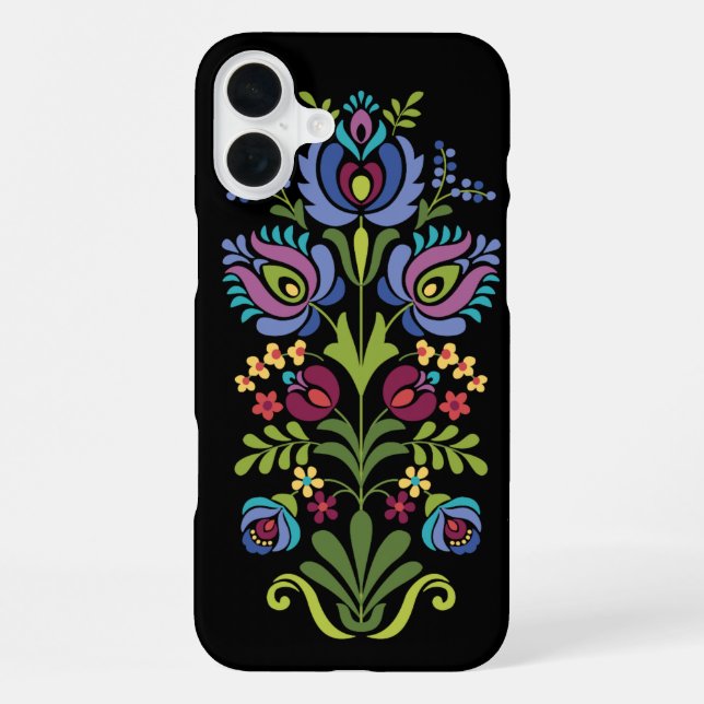 Hungarian Folk Design Lavender Floral iPhone Case (Back)