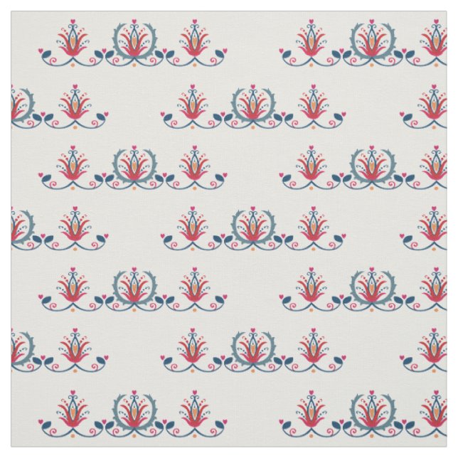 Hungarian Folk Floral Textile Pattern Fabric (Swatch)