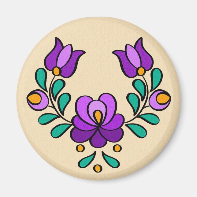 Hungarian folk flower magnet (Front)