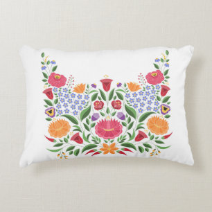 Hungarian folk pattern – Kalocsa embroidery flow Accent Pillow