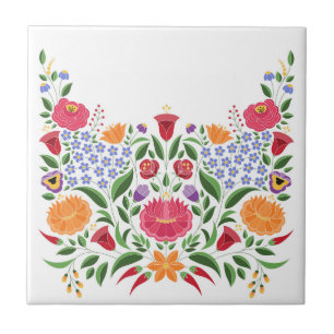 Hungarian folk pattern – Kalocsa embroidery flow Tile