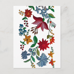 Hungarian Folkart Embroidery Postcard