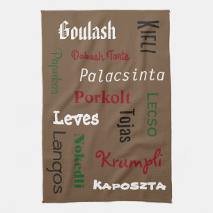 Hungarian Foods Brown Kitchen Towel