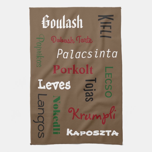 Hungarian Foods Brown Kitchen Towel (Vertical)
