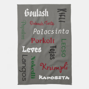 Hungarian Foods Grey Kitchen Towel