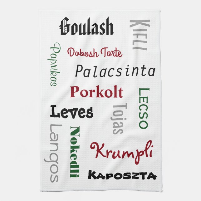 Hungarian Foods White Kitchen Towel (Vertical)