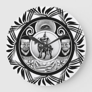 Hungarian ink motif large clock