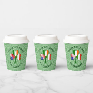 Hungarian Irish USA Shamrock Personalized Text Paper Cups