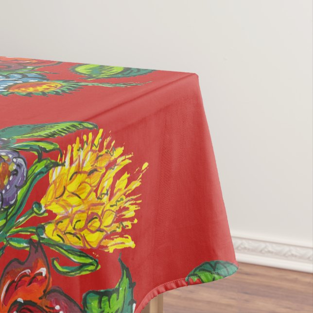 Hungarian - kalocsai floral pattern in red tablecloth (In Situ)