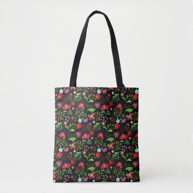 Hungarian Matyo Embroidery Pattern Tote Bag (Front)