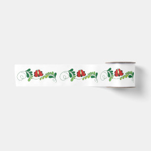 Hungarian Matyo  folk motif Satin Ribbon