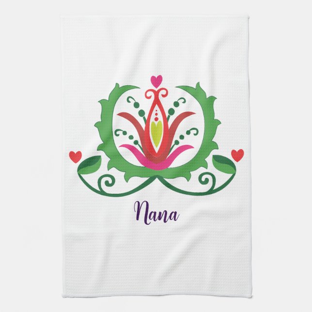 Hungarian Matyo Heart digital design Kitchen Towel (Vertical)