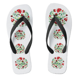 Hungarian matyo traditional folk art  flip flops