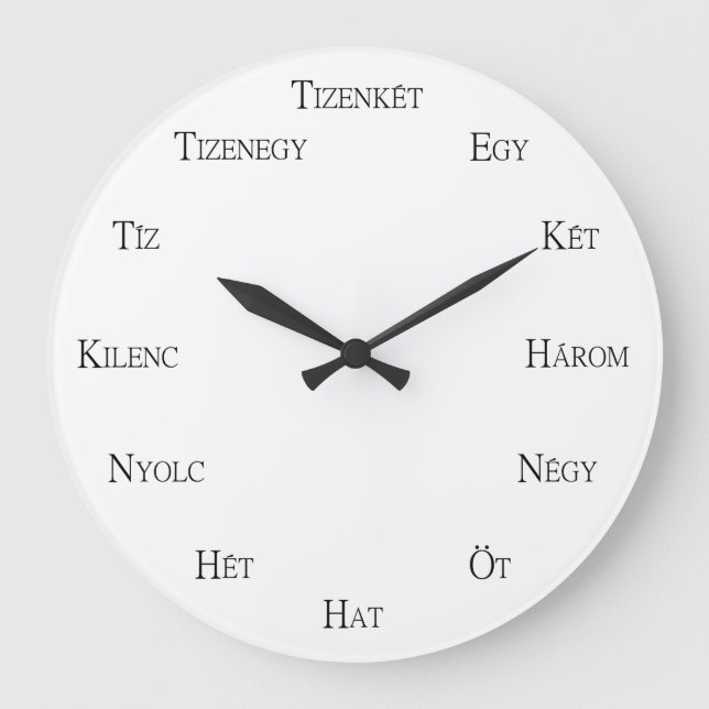 Hungarian Numbers Learning Customizable Language Large Clock (Front)
