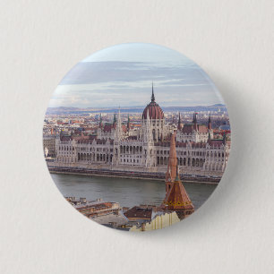 Hungarian Parliament Budapest by day 2 Inch Round Button