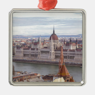 Hungarian Parliament Budapest by day Metal Ornament