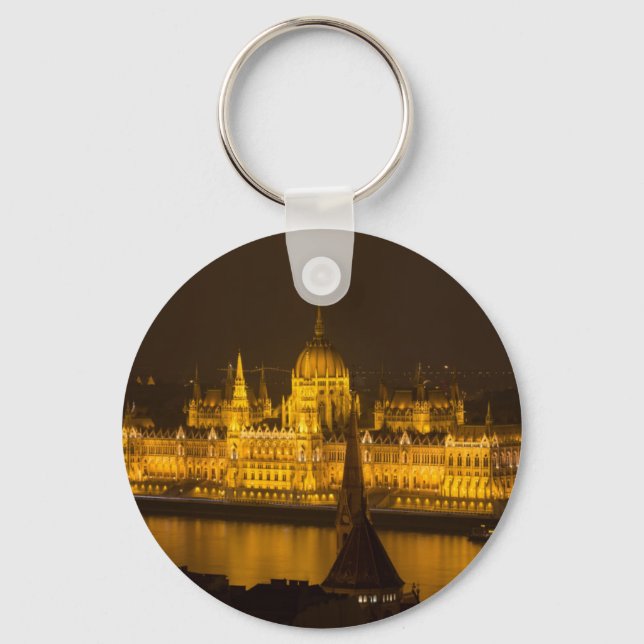 Hungarian Parliament Budapest by night Keychain (Front)