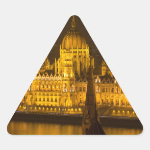 Hungarian Parliament Budapest by night Triangle Sticker