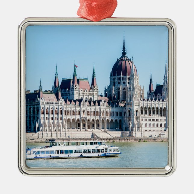 Hungarian Parliament Building in Budapest city Metal Ornament (Front)