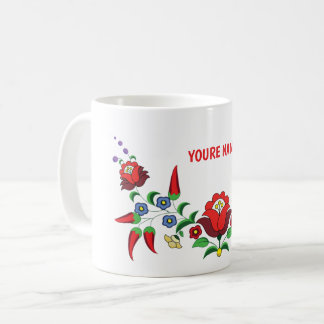 Hungarian personalized floral coffee mug