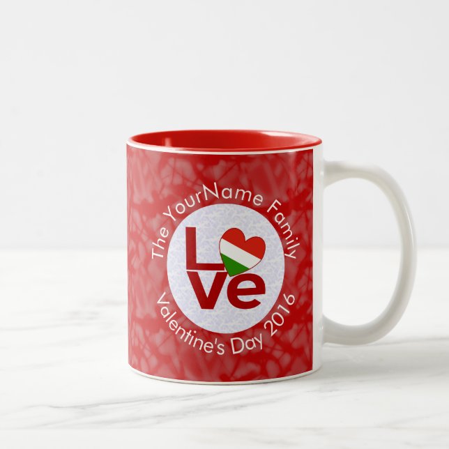 Hungarian Red Letter LOVE Flag Personalized  Two-Tone Coffee Mug (Right)