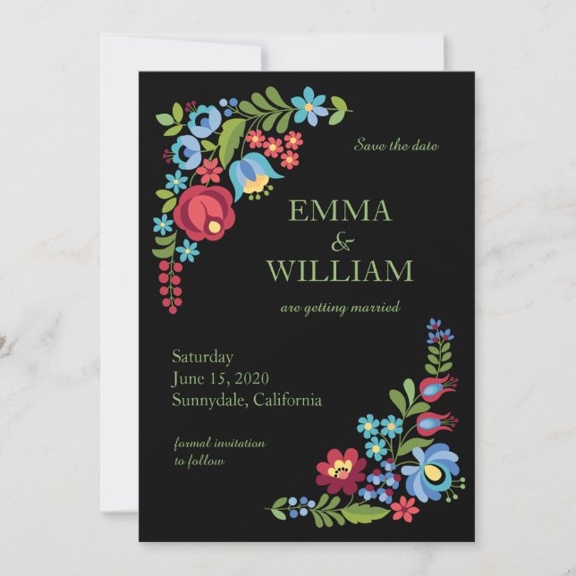 Hungarian Red Rose Wedding Flat Save The Date Card (Front)