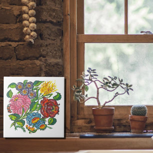 Hungarian rustic  flowers tile