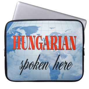 Hungarian spoken here cloudy earth laptop sleeve
