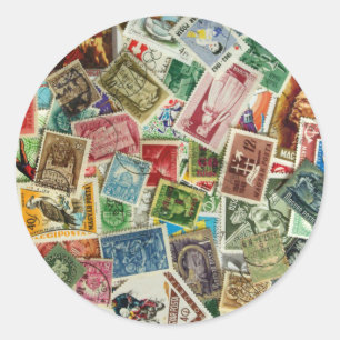 Hungarian Stamp Mixture Classic Round Sticker