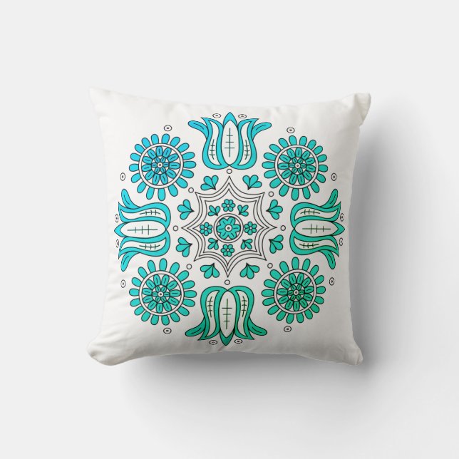 Hungarian Traditional Folk Culture Design Throw Pillow (Front)