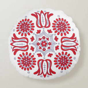Hungarian Traditional Pattern Round Pillow
