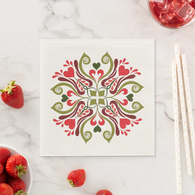Hungarian Tulip Floral Motif Napkin (Insitu)
