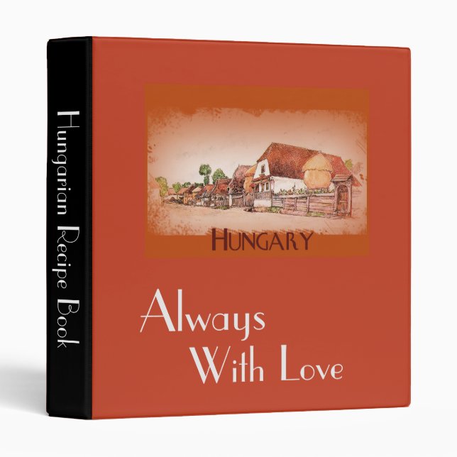 Hungarian Village Cookbook Binder (Front/Spine)