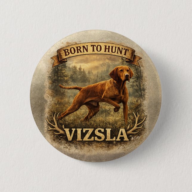 Hungarian Vizsla Art    2 Inch Round Button (Front)